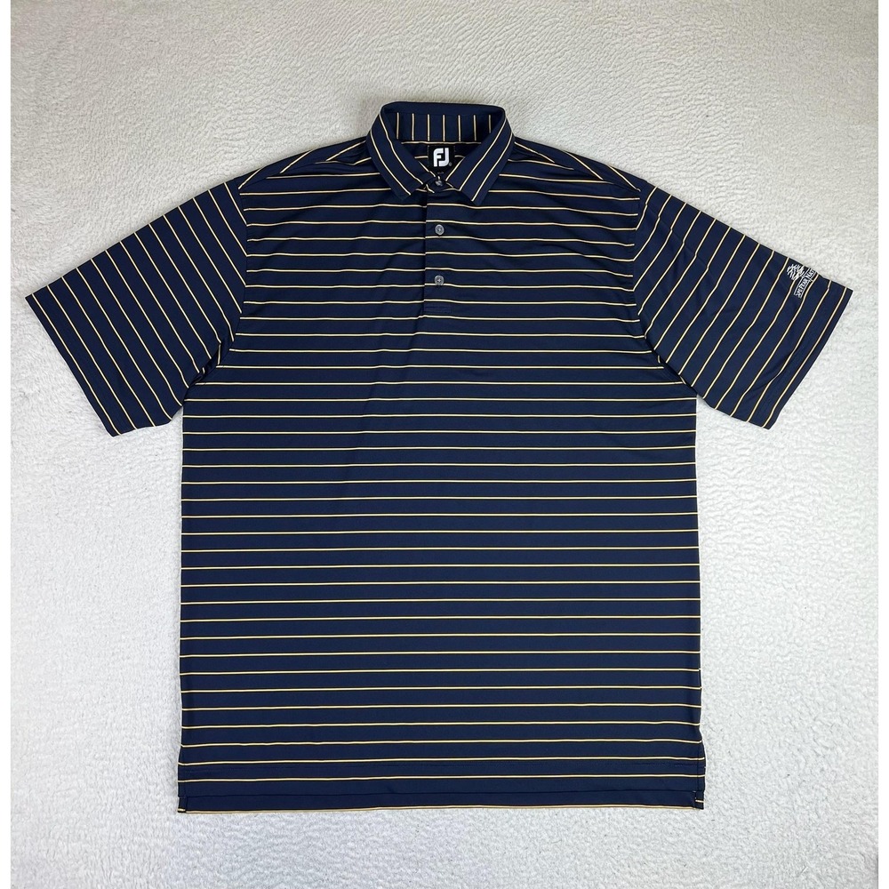 FootJoy Polo Shirt Mens‎ XL Blue Stripe Cape Fear National Golf Stretch Knit